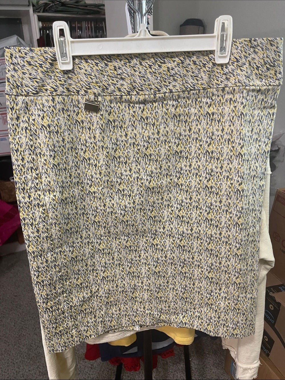 Women's Yellow Speckled Pencil Pull-on Skirt